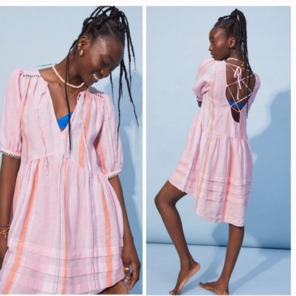 LEMLEM x h&m PINK STRIPED TUNIC DRESS LARGE - Picture 4 of 16